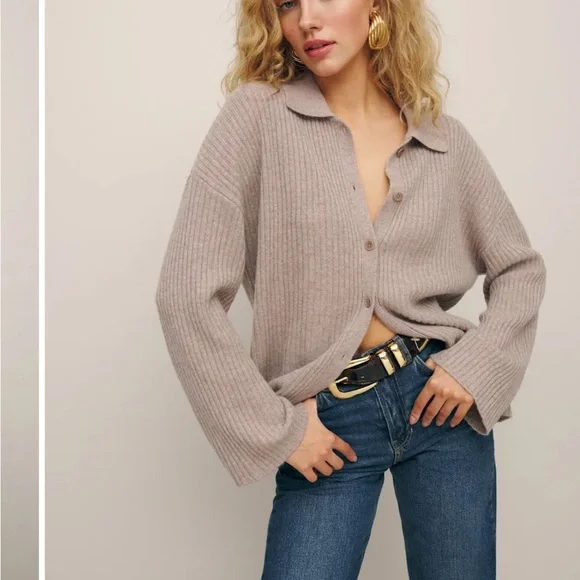 Reformation Fantino Cashmere Collared Cardigan - Picture 2 of 3